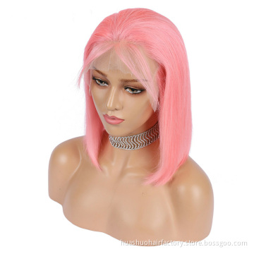 613 Blond Color Wig Human Hair Front Lace Wig Brazilian Colored Bob Lace Pink Orange Blue Red Swiss Lace Short Wig